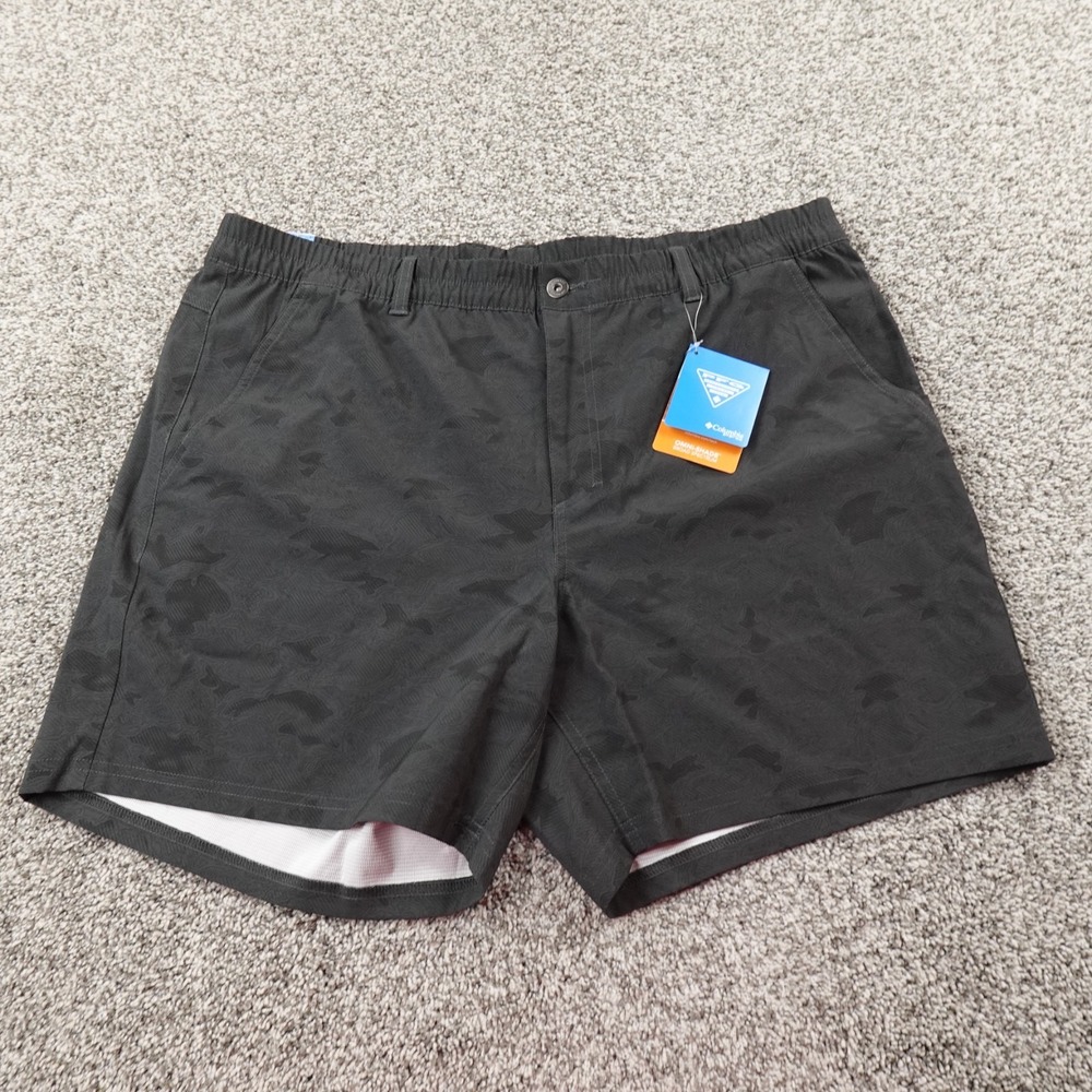 NEW Columbia Shorts Mens XL Black PFG Uncharted Omni Shade Fishing Outdoor Hike